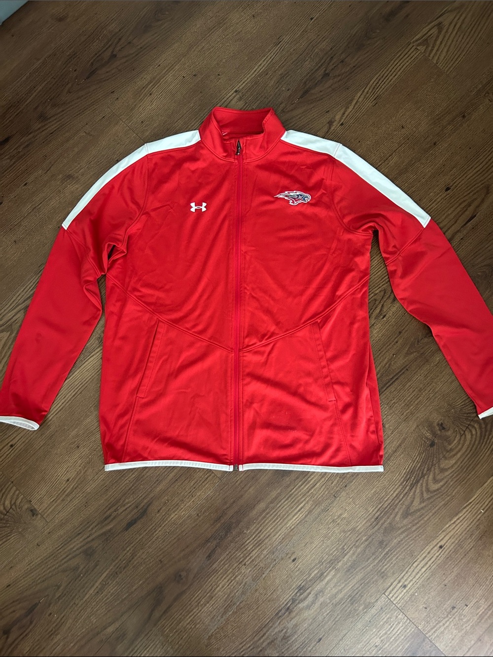 Under Armour Red Track Jacket with White Shoulder Panels